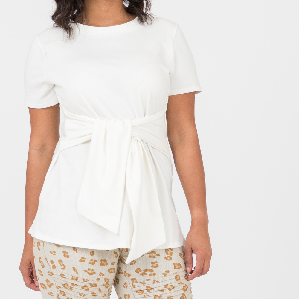 Side Seam Sash Top Ivory